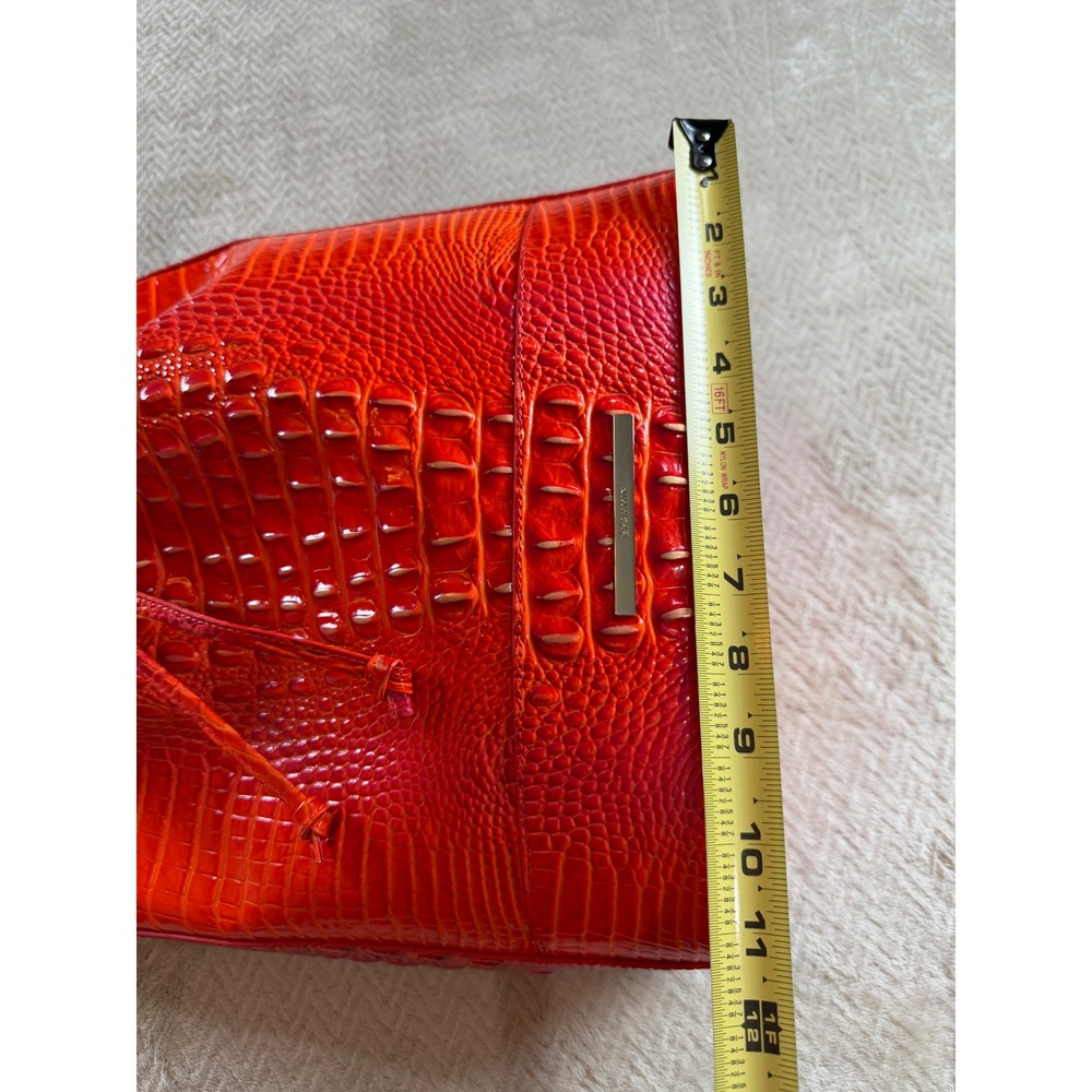 Brahmin Marlowe Flame Melbourne Bucket Bag Crossbody Bright Orange Red - Picture 12 of 16